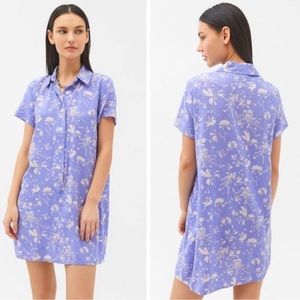 Urban Outfitters Women's Shirt Dress Floral Short Cap Sleeve Collar Size S